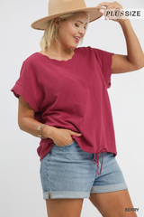 Curvy Drawstring Linen Top