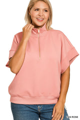 Curvy Scuba Half Zip Sleeveless Pullover