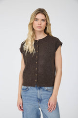 Raw Edge Sleeveless Lightweight Cardigan