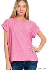 Heathered Cuffed Sleeve Tee