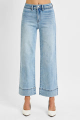 April's Light Wash High Rise Wide Leg Crop Jeans