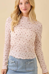 Floral Printed Flower Knit Top