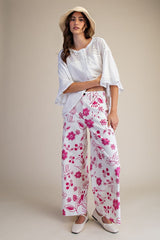 Pink Floral Wide Leg Pants