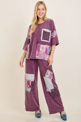 Mineral Wash Boho Patched Pants