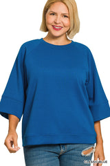 Curvy Scuba 3/4 Sleeve Pullover