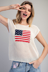 Stars and Stripes Cap Sleeve Top