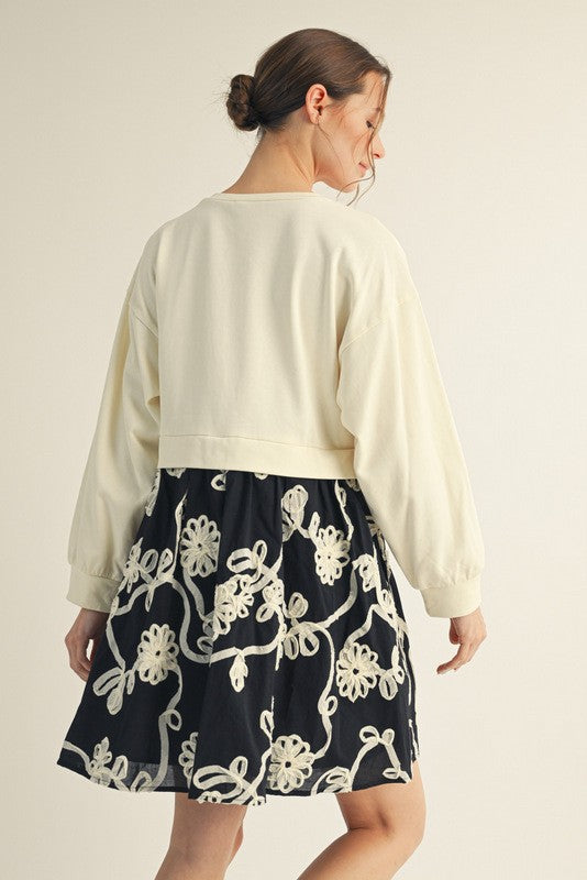 Black Floral Embroidered Dress