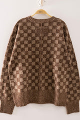 Curvy Chocolate Checkered Sweater