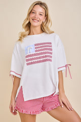 White Patchwork Lace Americana Top