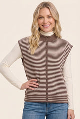 Mock Neck Button Front Cap Sleeve Sweater