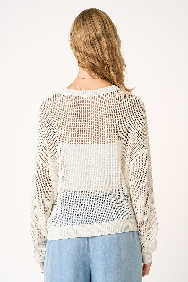 White Open Knit Sweater