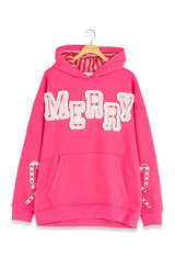 Hot Pink Merry Hooded Sweatshirt