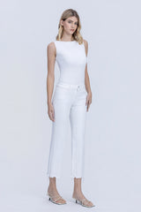 Lola's White Mid Rise Crop Jeans