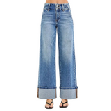 Caroline's High Rise Wide Leg Cuffed Hem Jeans