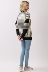 Black and White Striped Ribbed Top