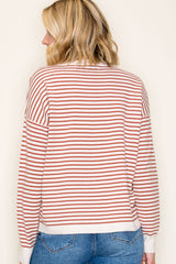 Copper Long Sleeve Striped Crewneck