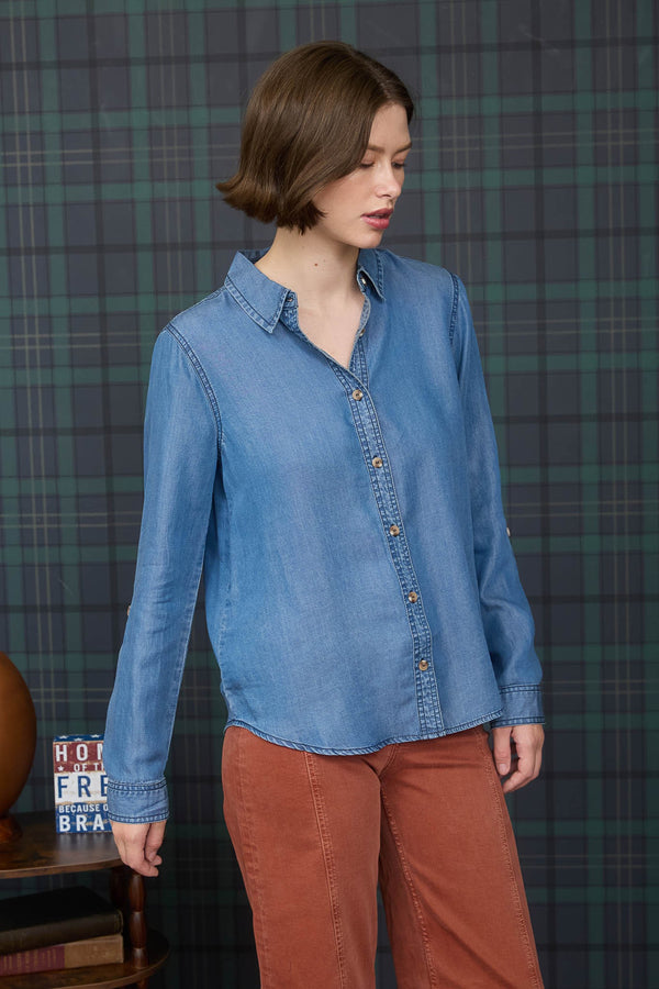 Chambray Button Down Top