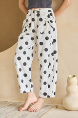 Polka Dot Barrel Pants With Bow Pockets
