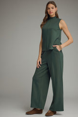 Hunter Green Pull-on Pinch Pleat Front with Pockets Pant