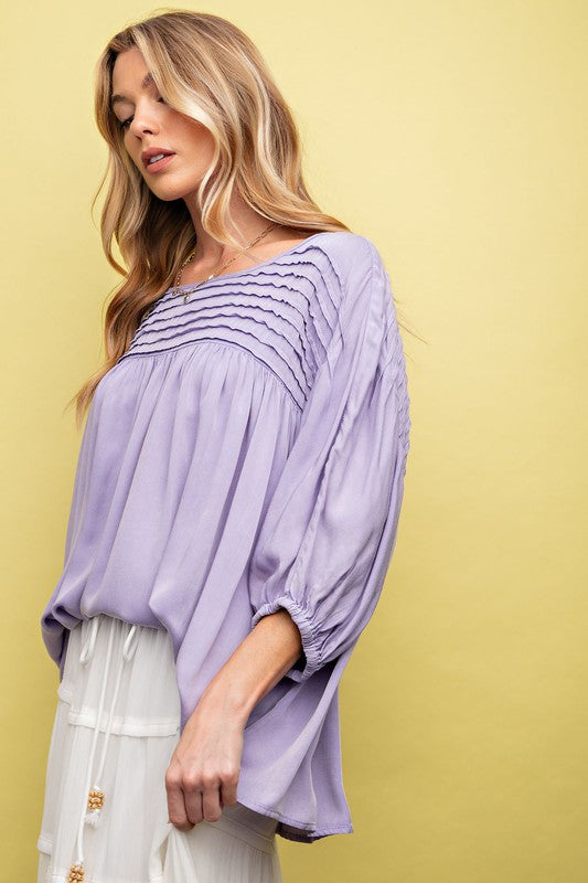 Lavender Pleated Blousy Top
