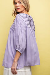 Lavender Pleated Blousy Top