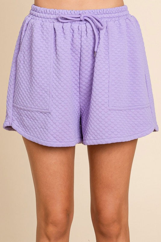 Curvy Lavender Bubble Textured Shorts