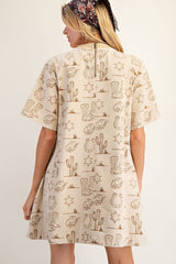 Khaki Western Mini Dress