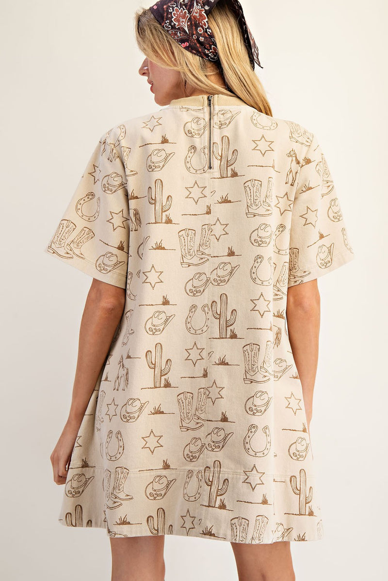 Khaki Western Mini Dress