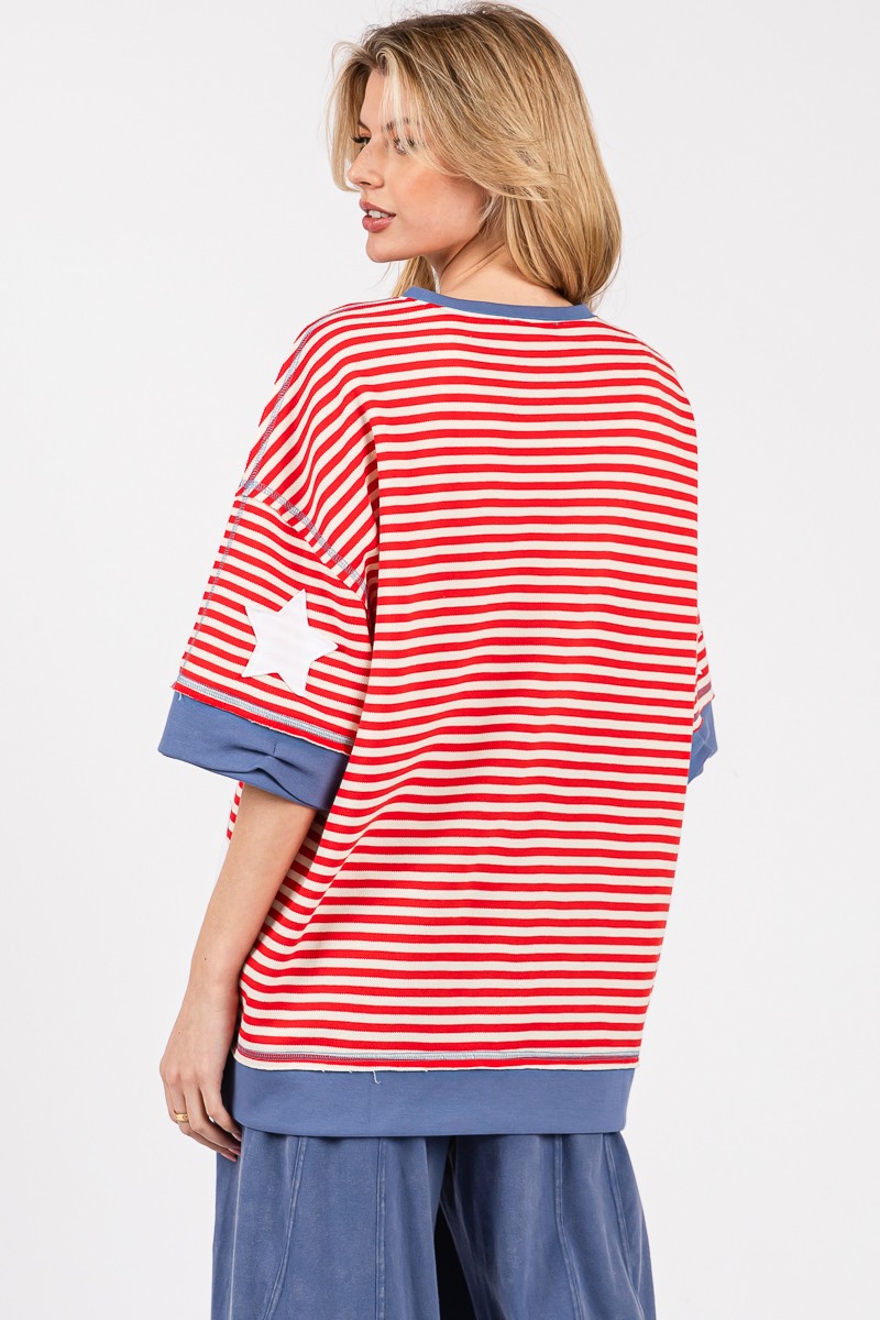 Striped Americana Oversized Top