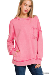 Acid Wash French Terry Pocket Pullover