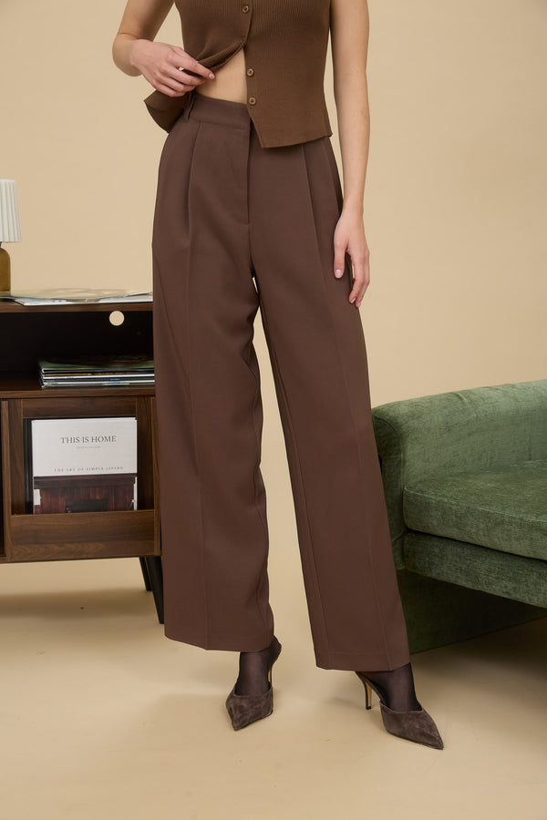 High Waisted Pleated Wide Leg Dress Pants