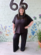 Curvy Ribbed Rayon Relaxed Fit Top and Pants Set