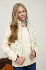 Sage Floral Zip Front Vest