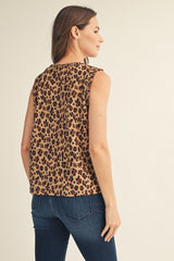 Leopard Smocked Edge Detail Tank Top