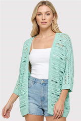 Mint Crochet Dolman Sleeve Sweater