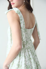 Floral Tie Strap Tiered Midi Dress