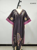 Linen Embroidered Maxi Dress