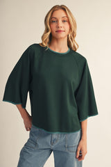 Green Stitch Accent Top