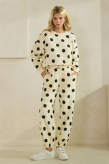 Black and Cream Polka Dot Sweatpants