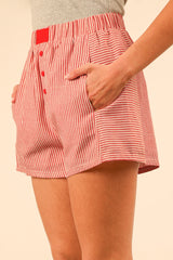 Red Striped Boxer Style Shorts
