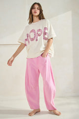 Curvy Pink Barrel Leg Pants