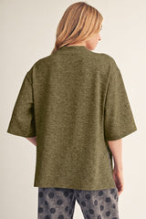 Olive Side Slit Two tone Sweater