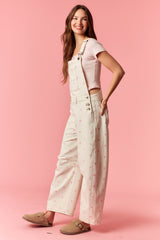 Curvy Polka Dot Denim Barrel Leg Overalls