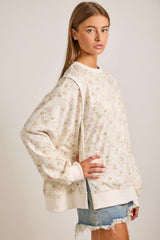 Ivory Floral Printed Sweatshirt