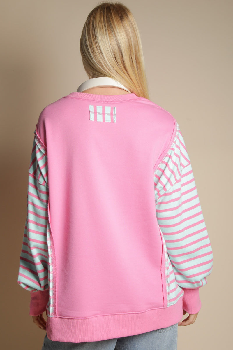 Oversized Striped Casual Striped Crewneck