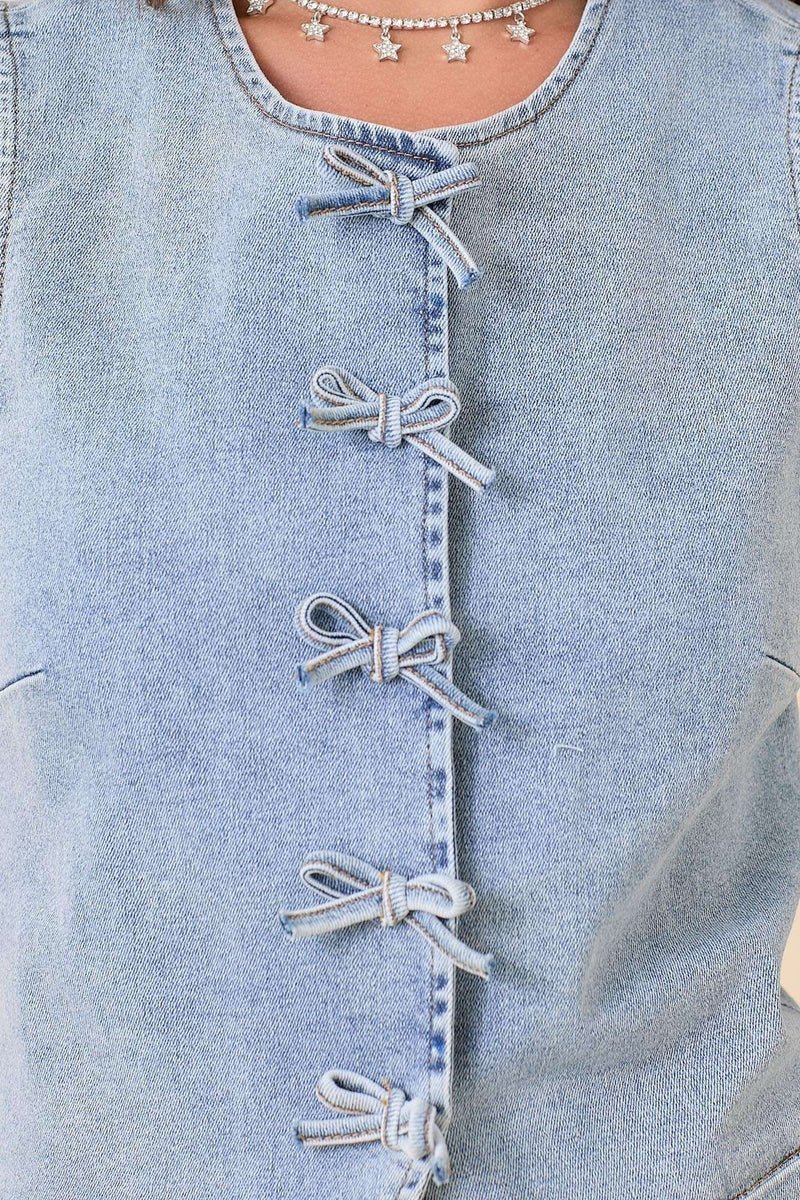 Denim Tied Fitted Vest