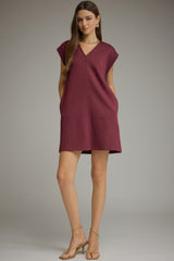 Burgundy Sleeveless V-Neck Dress