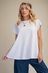 White Short Sleeve Mineral Washed Top