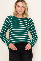 Green Long Sleeve Striped Sweater