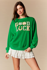 Green Good Luck Patch Crewneck